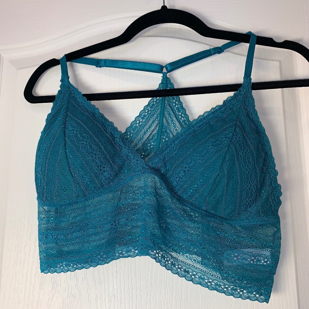 NOBO No Boundaries Teal Lace Bralette 2XL Wireless Racerback Removable Pads